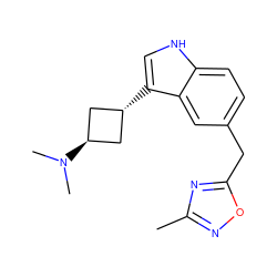 Cc1noc(Cc2ccc3[nH]cc([C@H]4C[C@H](N(C)C)C4)c3c2)n1 ZINC000253917840