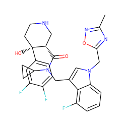 Cc1noc(Cn2cc(CN(C(=O)[C@H]3CNCC[C@]3(O)c3ccc(F)c(F)c3)C3CC3)c3c(F)cccc32)n1 ZINC000073138222