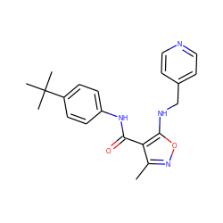 Cc1noc(NCc2ccncc2)c1C(=O)Nc1ccc(C(C)(C)C)cc1 ZINC000028890104