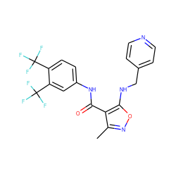 Cc1noc(NCc2ccncc2)c1C(=O)Nc1ccc(C(F)(F)F)c(C(F)(F)F)c1 ZINC000028890166