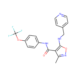 Cc1noc(NCc2ccncc2)c1C(=O)Nc1ccc(OC(F)(F)F)cc1 ZINC000028890073