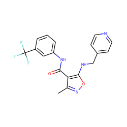 Cc1noc(NCc2ccncc2)c1C(=O)Nc1cccc(C(F)(F)F)c1 ZINC000028890044