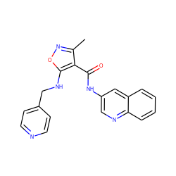 Cc1noc(NCc2ccncc2)c1C(=O)Nc1cnc2ccccc2c1 ZINC000028890133