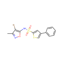 Cc1noc(NS(=O)(=O)c2cc(-c3ccccc3)cs2)c1Br ZINC000026578971