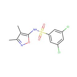 Cc1noc(NS(=O)(=O)c2cc(Cl)cc(Cl)c2)c1C ZINC000026404903