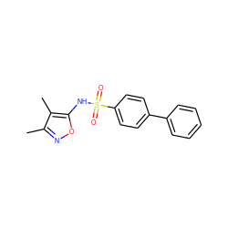 Cc1noc(NS(=O)(=O)c2ccc(-c3ccccc3)cc2)c1C ZINC000026472566