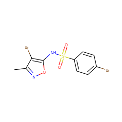 Cc1noc(NS(=O)(=O)c2ccc(Br)cc2)c1Br ZINC000026486509