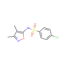 Cc1noc(NS(=O)(=O)c2ccc(Cl)cc2)c1C ZINC000026483377