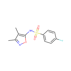 Cc1noc(NS(=O)(=O)c2ccc(F)cc2)c1C ZINC000013741043