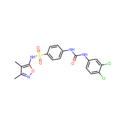 Cc1noc(NS(=O)(=O)c2ccc(NC(=O)Nc3ccc(Cl)c(Cl)c3)cc2)c1C ZINC000000950163