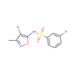 Cc1noc(NS(=O)(=O)c2cccc(Br)c2)c1Br ZINC000026474642