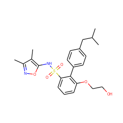 Cc1noc(NS(=O)(=O)c2cccc(OCCO)c2-c2ccc(CC(C)C)cc2)c1C ZINC000013782463