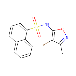 Cc1noc(NS(=O)(=O)c2cccc3ccccc23)c1Br ZINC000026467445