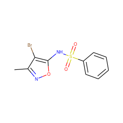 Cc1noc(NS(=O)(=O)c2ccccc2)c1Br ZINC000026484753