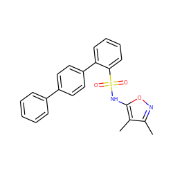 Cc1noc(NS(=O)(=O)c2ccccc2-c2ccc(-c3ccccc3)cc2)c1C ZINC000013437992