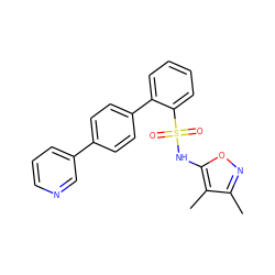 Cc1noc(NS(=O)(=O)c2ccccc2-c2ccc(-c3cccnc3)cc2)c1C ZINC000000838988