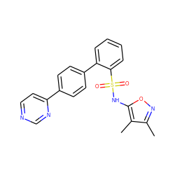 Cc1noc(NS(=O)(=O)c2ccccc2-c2ccc(-c3ccncn3)cc2)c1C ZINC000000838992