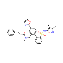 Cc1noc(NS(=O)(=O)c2ccccc2-c2ccc(-c3ncco3)cc2CN(C)C(=O)CCc2ccccc2)c1C ZINC000028768328