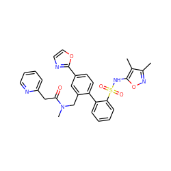 Cc1noc(NS(=O)(=O)c2ccccc2-c2ccc(-c3ncco3)cc2CN(C)C(=O)Cc2ccccn2)c1C ZINC000028767744