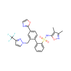 Cc1noc(NS(=O)(=O)c2ccccc2-c2ccc(-c3ncco3)cc2Cn2ccc(C(F)(F)F)n2)c1C ZINC000028767496