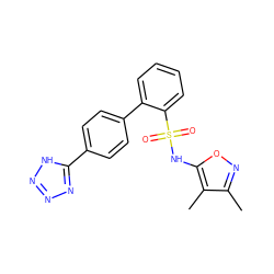 Cc1noc(NS(=O)(=O)c2ccccc2-c2ccc(-c3nnn[nH]3)cc2)c1C ZINC000013437986