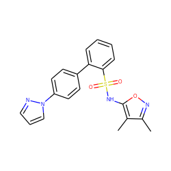 Cc1noc(NS(=O)(=O)c2ccccc2-c2ccc(-n3cccn3)cc2)c1C ZINC000013437972