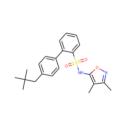 Cc1noc(NS(=O)(=O)c2ccccc2-c2ccc(CC(C)(C)C)cc2)c1C ZINC000013782418