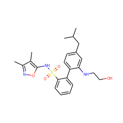 Cc1noc(NS(=O)(=O)c2ccccc2-c2ccc(CC(C)C)cc2NCCO)c1C ZINC000013782441