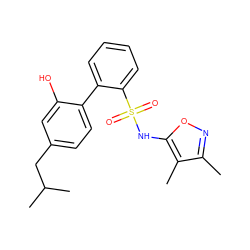 Cc1noc(NS(=O)(=O)c2ccccc2-c2ccc(CC(C)C)cc2O)c1C ZINC000013782447