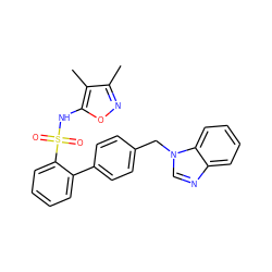 Cc1noc(NS(=O)(=O)c2ccccc2-c2ccc(Cn3cnc4ccccc43)cc2)c1C ZINC000084710534