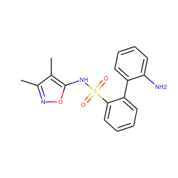 Cc1noc(NS(=O)(=O)c2ccccc2-c2ccccc2N)c1C ZINC000013782408