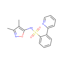 Cc1noc(NS(=O)(=O)c2ccccc2-c2ccccn2)c1C ZINC000000024073