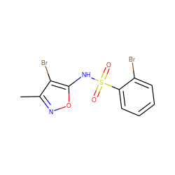 Cc1noc(NS(=O)(=O)c2ccccc2Br)c1Br ZINC000026473946