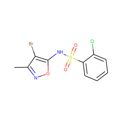 Cc1noc(NS(=O)(=O)c2ccccc2Cl)c1Br ZINC000026473953