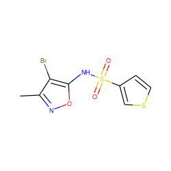 Cc1noc(NS(=O)(=O)c2ccsc2)c1Br ZINC000013815541