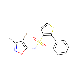 Cc1noc(NS(=O)(=O)c2ccsc2-c2ccccc2)c1Br ZINC000013815562