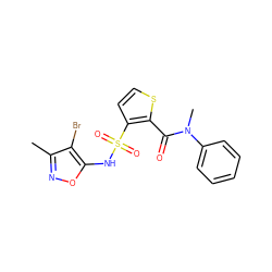 Cc1noc(NS(=O)(=O)c2ccsc2C(=O)N(C)c2ccccc2)c1Br ZINC000013815591