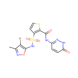 Cc1noc(NS(=O)(=O)c2ccsc2C(=O)Nc2ccc(=O)[nH]n2)c1Br ZINC000013815734