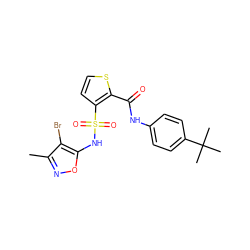 Cc1noc(NS(=O)(=O)c2ccsc2C(=O)Nc2ccc(C(C)(C)C)cc2)c1Br ZINC000013815581