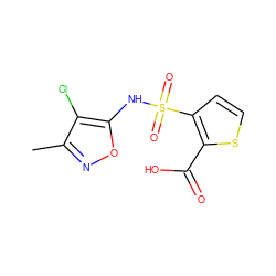 Cc1noc(NS(=O)(=O)c2ccsc2C(=O)O)c1Cl ZINC000013815570