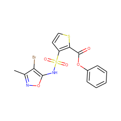 Cc1noc(NS(=O)(=O)c2ccsc2C(=O)Oc2ccccc2)c1Br ZINC000026176861