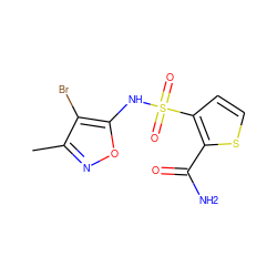 Cc1noc(NS(=O)(=O)c2ccsc2C(N)=O)c1Br ZINC000013815617