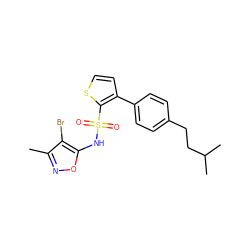 Cc1noc(NS(=O)(=O)c2sccc2-c2ccc(CCC(C)C)cc2)c1Br ZINC000026579101