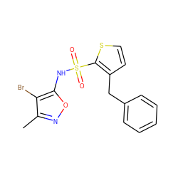 Cc1noc(NS(=O)(=O)c2sccc2Cc2ccccc2)c1Br ZINC000026638939