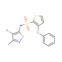 Cc1noc(NS(=O)(=O)c2sccc2Oc2ccccc2)c1Br ZINC000026578831