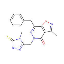 Cc1noc2c(Cc3ccccc3)nn(Cc3n[nH]c(=S)n3C)c(=O)c12 ZINC000084635747