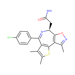 Cc1noc2c1-c1sc(C)c(C)c1C(c1ccc(Cl)cc1)=N[C@H]2CC(N)=O ZINC000096284467