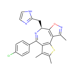 Cc1noc2c1-c1sc(C)c(C)c1C(c1ccc(Cl)cc1)=N[C@H]2Cc1ncc[nH]1 ZINC000096284463