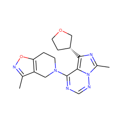 Cc1noc2c1CN(c1ncnn3c(C)nc([C@@H]4CCOC4)c13)CC2 ZINC000169711665