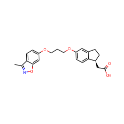 Cc1noc2cc(OCCCOc3ccc4c(c3)CC[C@H]4CC(=O)O)ccc12 ZINC000014977232